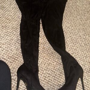 Over the knee black suede boots